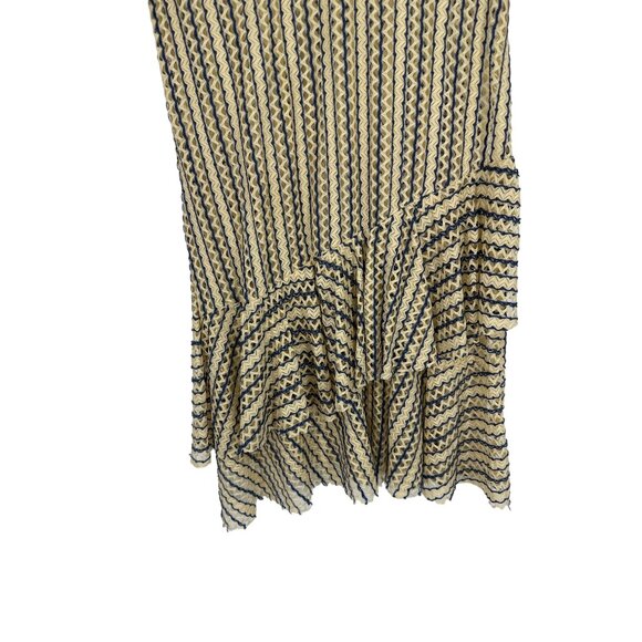 ZARA Mesh Sheer Open Knit Unlined Ruffle Short Sleeve Cream Blue Dress Size S - Picture 3 of 9